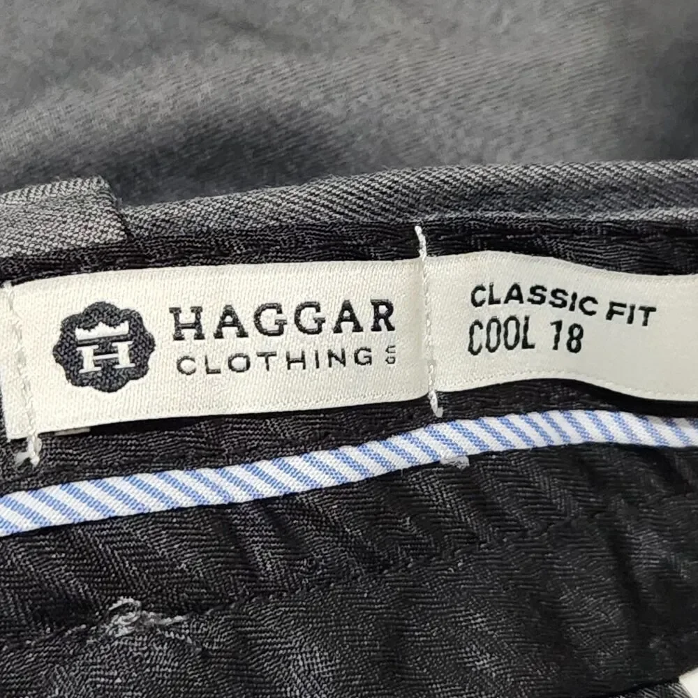 Haggar Cool 18 Dress Pants Mens Size 36x29 Dark Gray Color Expandable Waist